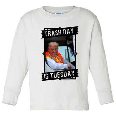 Trump Garbage Truck Trash Day Is Tuesday Toddler Long Sleeve Shirt