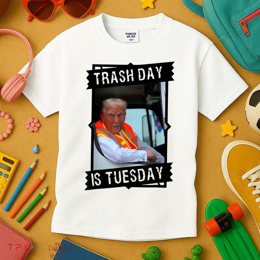 Trump Garbage Truck Trash Day Is Tuesday Kids T-Shirt