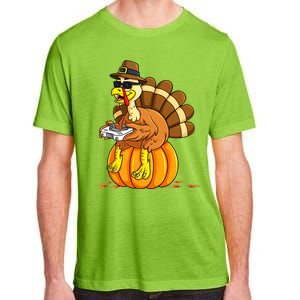 Thankful Gamer Turkey Funny Gaming Thanksgiving Boys Adult ChromaSoft Performance T-Shirt