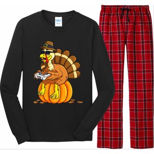 Thankful Gamer Turkey Funny Gaming Thanksgiving Boys Long Sleeve Pajama Set