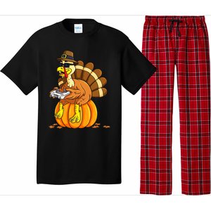 Thankful Gamer Turkey Funny Gaming Thanksgiving Boys Pajama Set