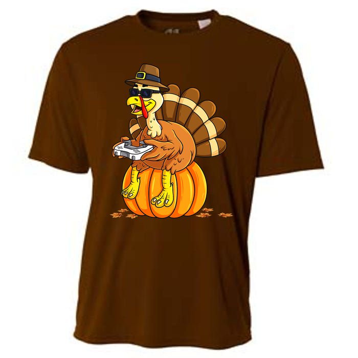 Thankful Gamer Turkey Funny Gaming Thanksgiving Boys Cooling Performance Crew T-Shirt