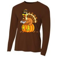 Thankful Gamer Turkey Funny Gaming Thanksgiving Boys Cooling Performance Long Sleeve Crew