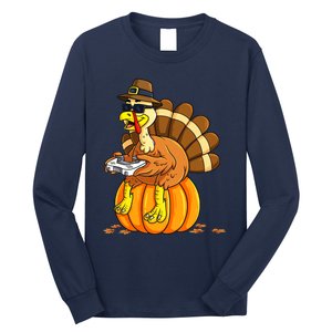 Thankful Gamer Turkey Funny Gaming Thanksgiving Boys Long Sleeve Shirt