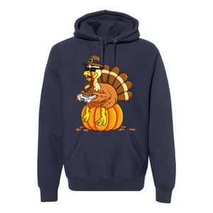 Thankful Gamer Turkey Funny Gaming Thanksgiving Boys Premium Hoodie