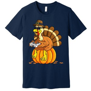 Thankful Gamer Turkey Funny Gaming Thanksgiving Boys Premium T-Shirt