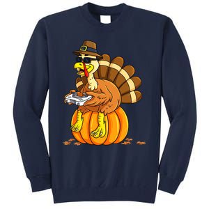 Thankful Gamer Turkey Funny Gaming Thanksgiving Boys Tall Sweatshirt