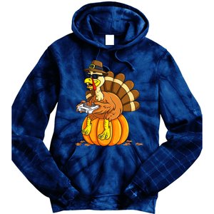 Thankful Gamer Turkey Funny Gaming Thanksgiving Boys Tie Dye Hoodie