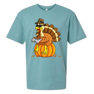 Thankful Gamer Turkey Funny Gaming Thanksgiving Boys Sueded Cloud Jersey T-Shirt