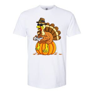 Thankful Gamer Turkey Funny Gaming Thanksgiving Boys Softstyle CVC T-Shirt