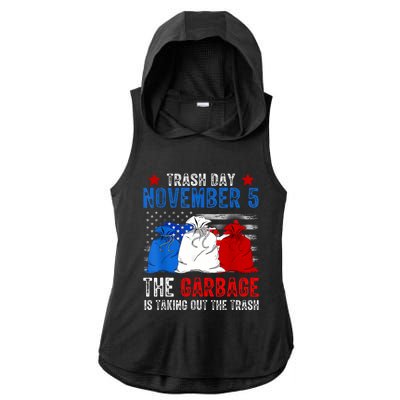 Trump Garbage Trash Day November 5 Garbage Taking Out Trash Ladies PosiCharge Tri-Blend Wicking Draft Hoodie Tank