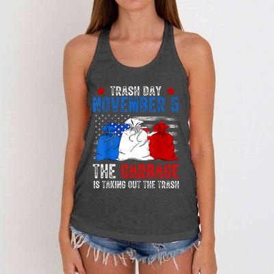 Trump Garbage Trash Day November 5 Garbage Taking Out Trash Women's Knotted Racerback Tank