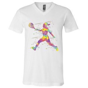 Tennis Girl V-Neck T-Shirt