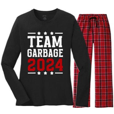 Team Garbage Trump 2024 Vote Trump Team Garbage 2024 Women's Long Sleeve Flannel Pajama Set 