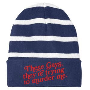 These Gays They're Trying To Murder Me The White Lotus Striped Beanie with Solid Band