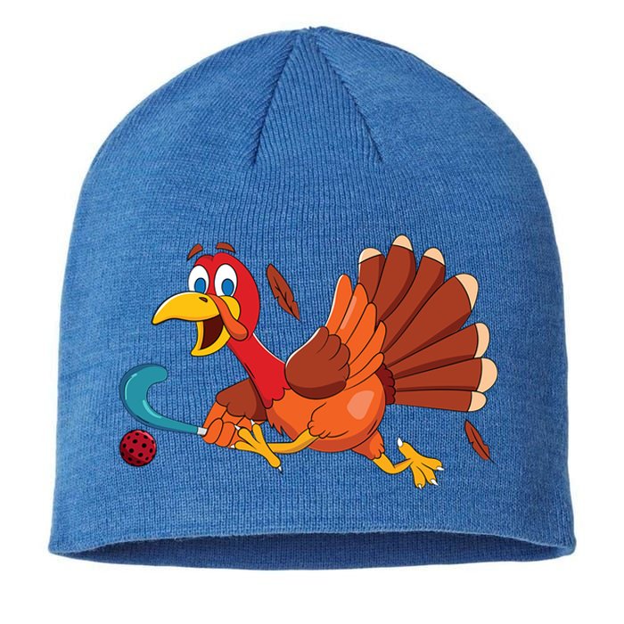 Thanks Giving Turkey Scoring Sports Field Hockey Player Gift Sustainable Beanie