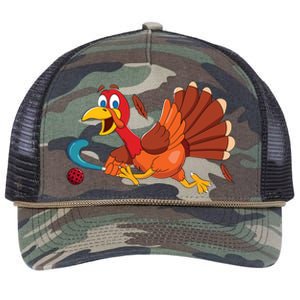 Thanks Giving Turkey Scoring Sports Field Hockey Player Gift Retro Rope Trucker Hat Cap