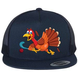 Thanks Giving Turkey Scoring Sports Field Hockey Player Gift Flat Bill Trucker Hat