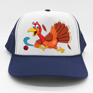 Thanks Giving Turkey Scoring Sports Field Hockey Player Gift Trucker Hat