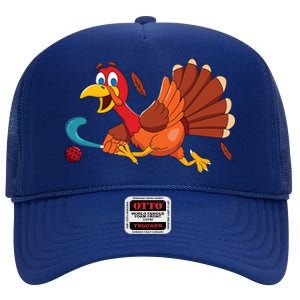 Thanks Giving Turkey Scoring Sports Field Hockey Player Gift High Crown Mesh Back Trucker Hat