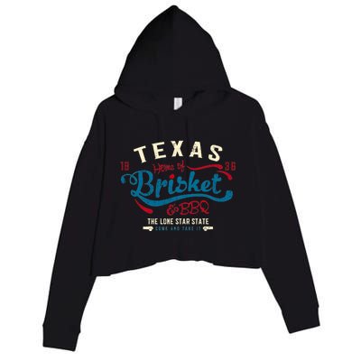 Texan Grillmaster: Texas Bbq Brisket Texas Independence Day Gift Crop Fleece Hoodie