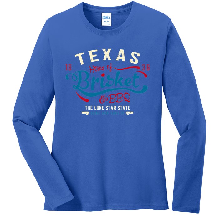 Texan Grillmaster: Texas Bbq Brisket Texas Independence Day Gift Ladies Long Sleeve Shirt