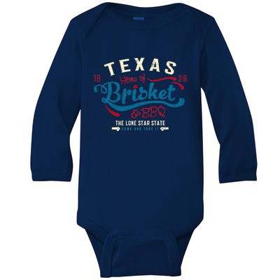 Texan Grillmaster: Texas Bbq Brisket Texas Independence Day Gift Baby Long Sleeve Bodysuit