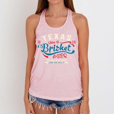 Texan Grillmaster: Texas Bbq Brisket Texas Independence Day Gift Women's Knotted Racerback Tank