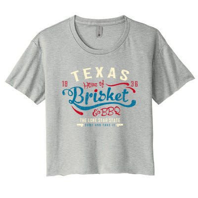 Texan Grillmaster: Texas Bbq Brisket Texas Independence Day Gift Women's Crop Top Tee