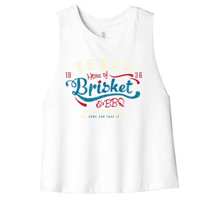 Texan Grillmaster: Texas Bbq Brisket Texas Independence Day Gift Women's Racerback Cropped Tank