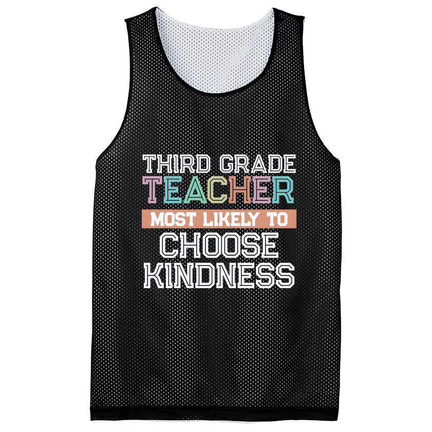 Third Grade Teacher Most Likely To Choose Kind Mesh Reversible Basketball Jersey Tank