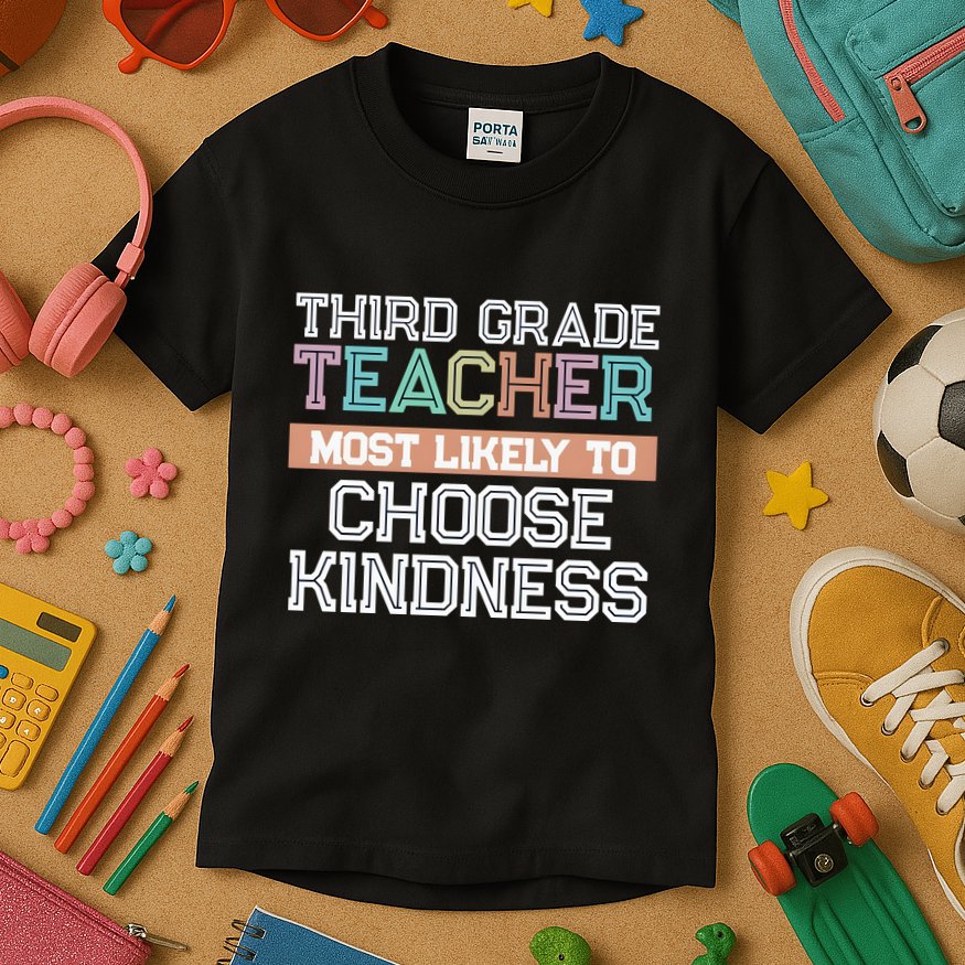 Third Grade Teacher Most Likely To Choose Kind Kids T-Shirt