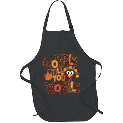 Turkey Gobble Til You Wobble Happy Thanksgiving Full-Length Apron With Pockets
