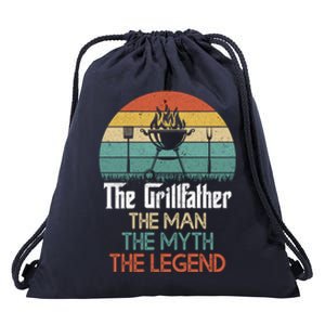 The Grillfather The The Myth The Legend Dad Grilling Gift Drawstring Bag