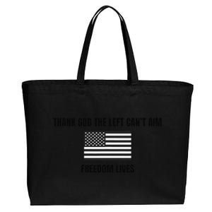 Thank God The Left CanT Aim Freedom Lives Cotton Canvas Jumbo Tote