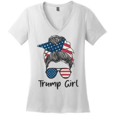 Trump Girl | Trump 2024 Election Gifts Women's V-Neck T-Shirt