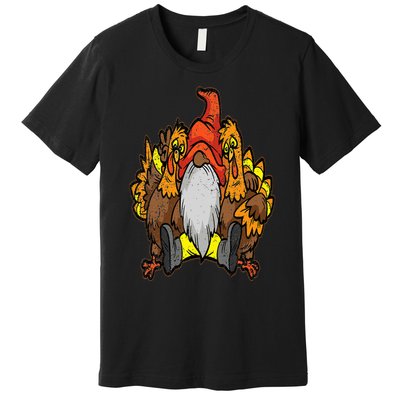 Turkey Gnome Thanksgiving Day Cool Fall Autumn Premium T-Shirt