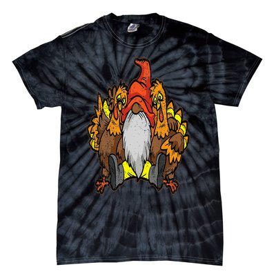 Turkey Gnome Thanksgiving Day Cool Fall Autumn Tie-Dye T-Shirt