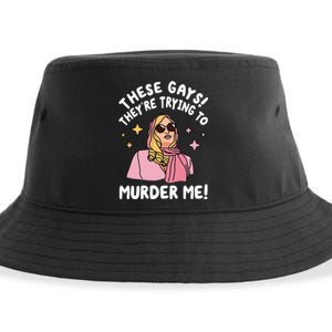 These Gays! They're Trying to Murder Me! Funny Quote Sustainable Bucket Hat