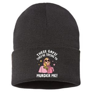 These Gays! They're Trying to Murder Me! Funny Quote Sustainable Knit Beanie