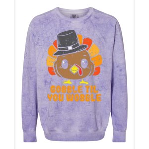 Turkey Gobble Till You Wobble Baby  Thanksgiving Colorblast Crewneck Sweatshirt