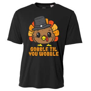 Turkey Gobble Till You Wobble Baby  Thanksgiving Cooling Performance Crew T-Shirt