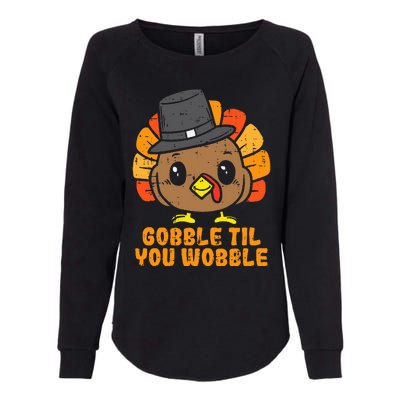 Turkey Gobble Till You Wobble Baby  Thanksgiving Womens California Wash Sweatshirt