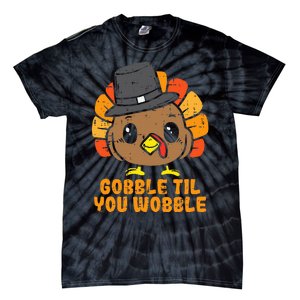 Turkey Gobble Till You Wobble Baby  Thanksgiving Tie-Dye T-Shirt