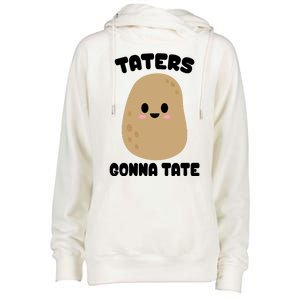 Taters Gonna Tate Funny Potato Womens Funnel Neck Pullover Hood