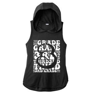 Typography Groovy Third Grade Teacher Back To School Ladies PosiCharge Tri-Blend Wicking Draft Hoodie Tank