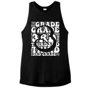 Typography Groovy Third Grade Teacher Back To School Ladies PosiCharge Tri-Blend Wicking Tank