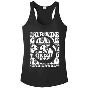 Typography Groovy Third Grade Teacher Back To School Ladies PosiCharge Competitor Racerback Tank