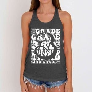 Typography Groovy Third Grade Teacher Back To School Women's Knotted Racerback Tank