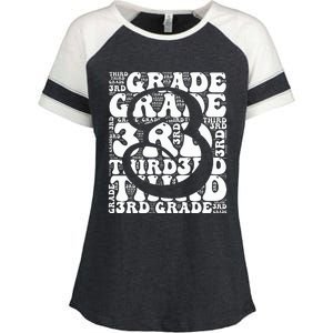 Typography Groovy Third Grade Teacher Back To School Enza Ladies Jersey Colorblock Tee